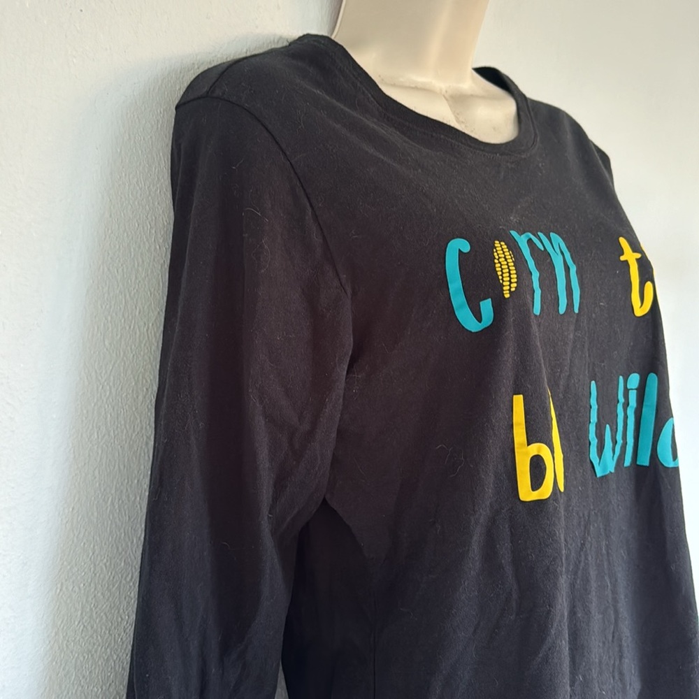 Hanes Corn to be Wild black cotton long sleeve funny tee size large - Picture 5 of 9